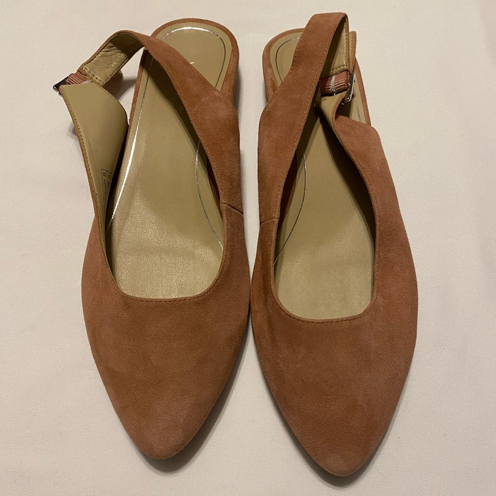 Vionic - Crystal Jade Womens Suede Pointed Toe Slingbacks Size 8 Dusty Pink